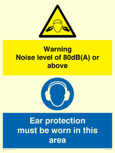Warning Noise level of 80dB(A) or above. Ear protection must be worn in this area